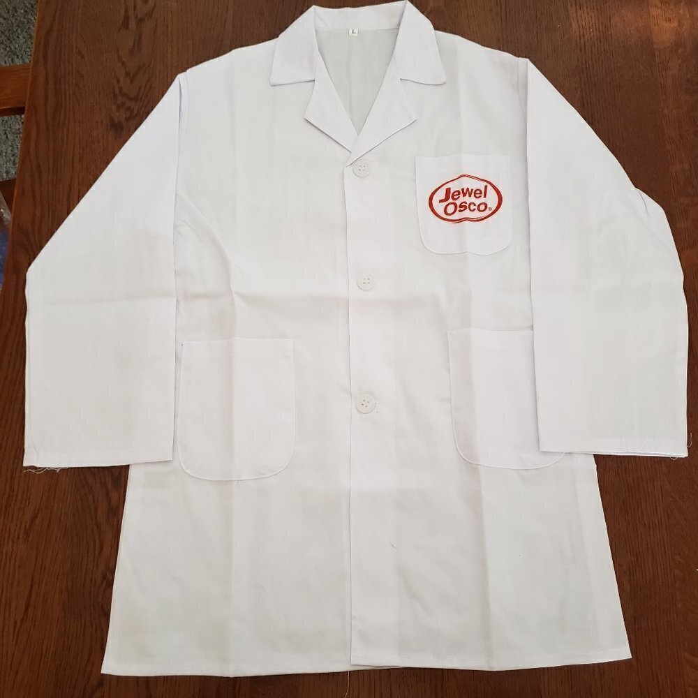 Jewel Osco Grocery White Employee Uniform Shirt Jacket Smock NEW Size Large